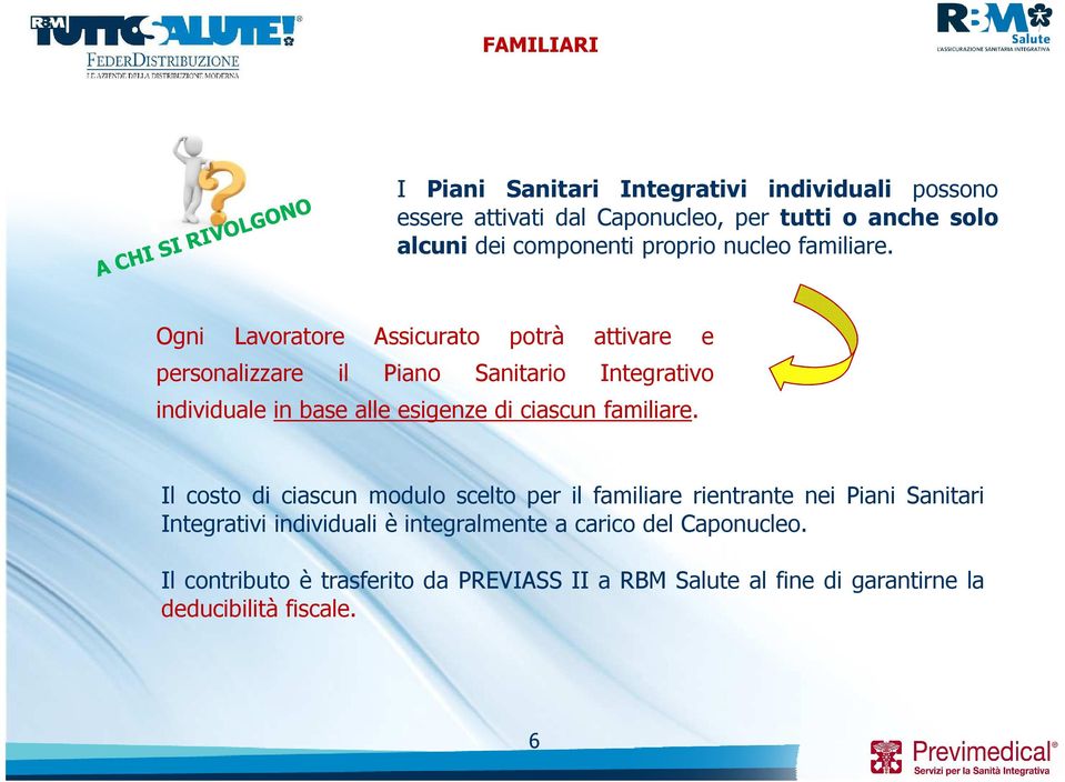 Ogni Lavoratore Assicurato potrà attivare e personalizzare il Piano Sanitario Integrativo individuale in base alle esigenze di ciascun