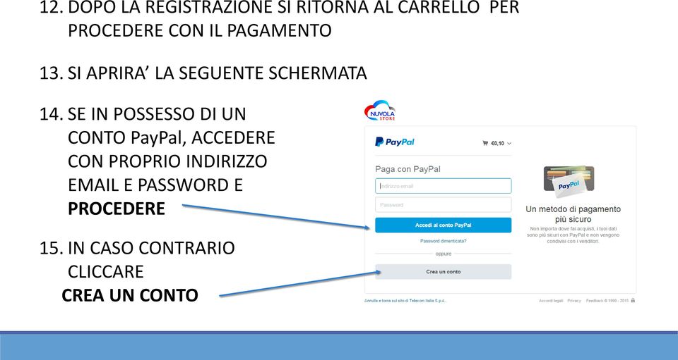 SE IN POSSESSO DI UN CONTO PayPal, ACCEDERE CON PROPRIO