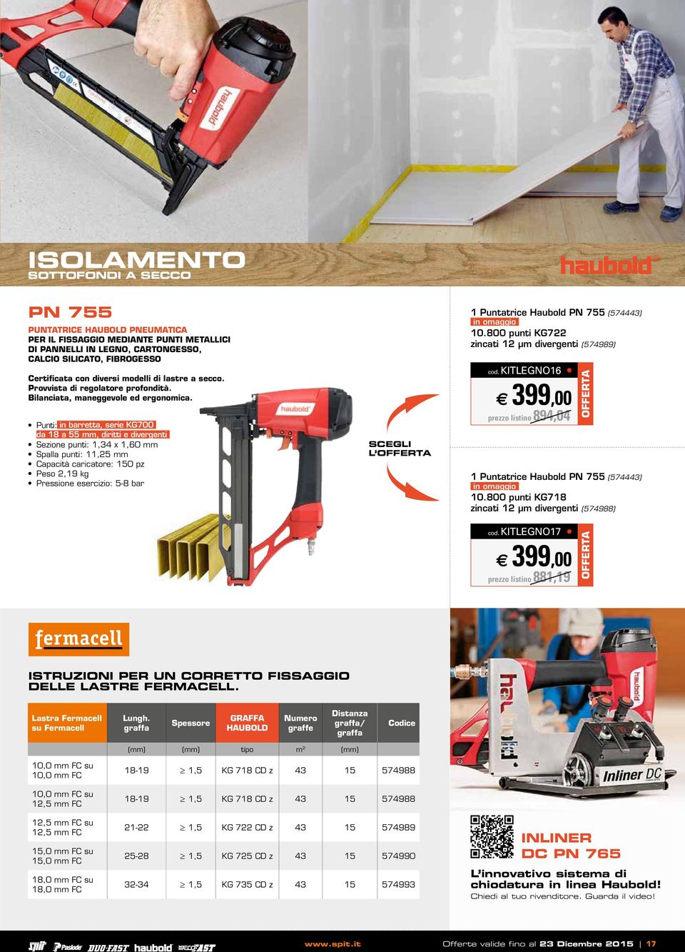 Punti: in barretta, serie KG700 da 18 a 55 mm, diritti e divergenti Sezione punti: 1,34 x 1,60 mm Spalla punti: 11,25 mm Capacità caricatore: 150 pz Peso 2,19 kg Pressione esercizio: 5-8 bar SCEGLI L