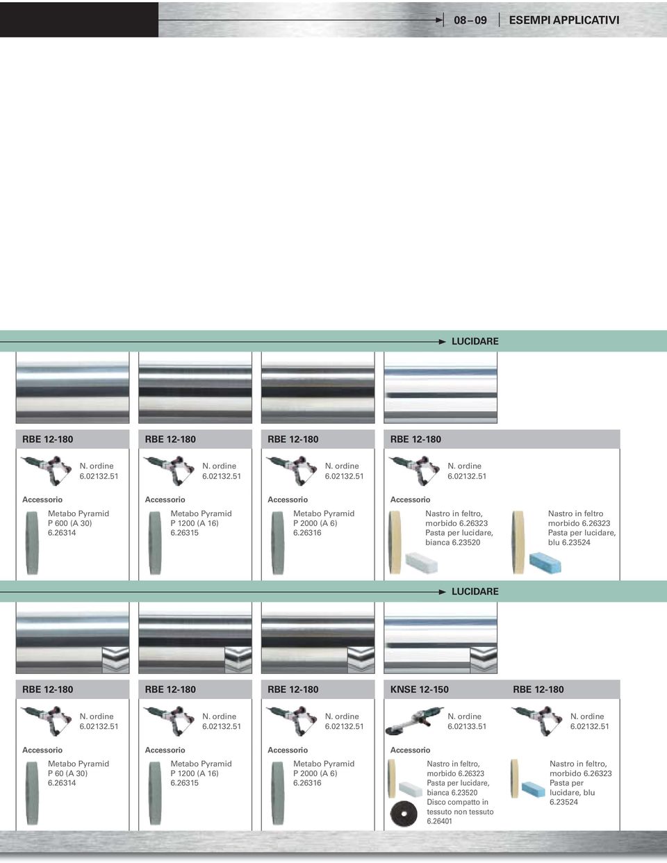 26323 Pasta per lucidare, blu 6.23524 LUCIDARE RBE 12-180 RBE 12-180 RBE 12-180 KNSE 12-150 RBE 12-180 6.02132.51 6.02132.51 6.02132.51 6.02133.51 6.02132.51 Accessorio Accessorio Accessorio Accessorio Metabo Pyramid P 60 (A 30) 6.