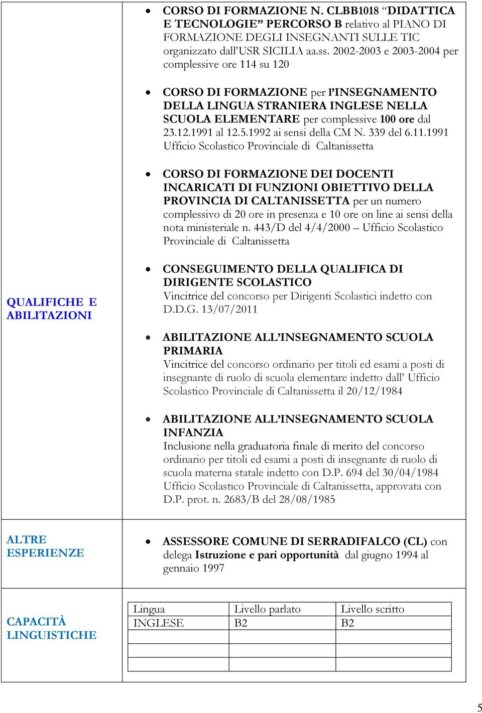 1992 ai sensi della CM N. 339 del 6.11.