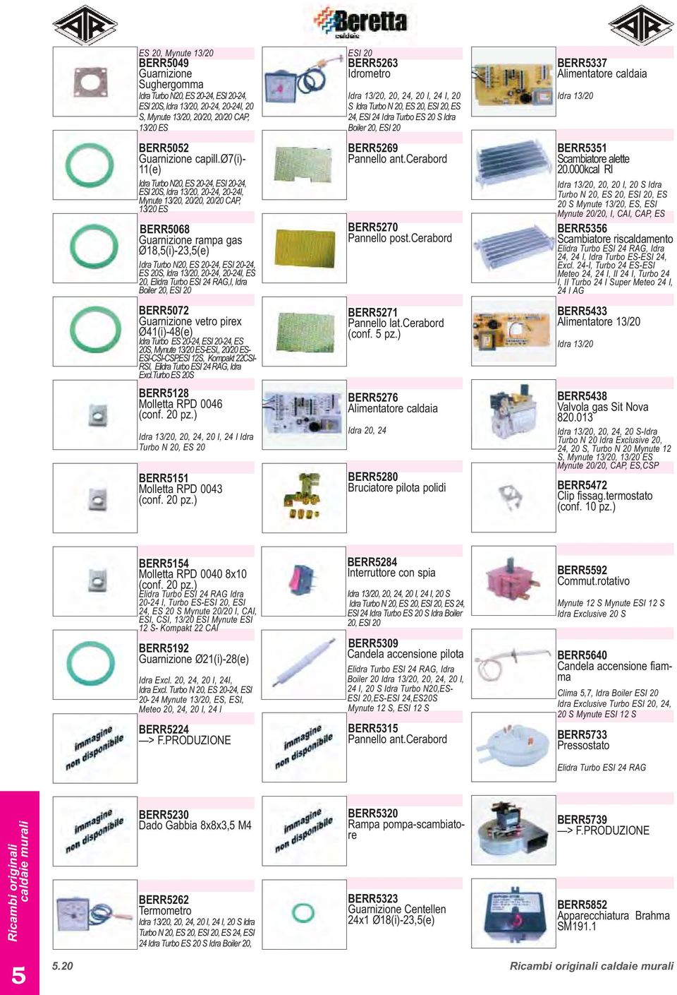 ø7(i)- 11(e) Idra Turbo N20, ES 20-24, ESI 20-24, ESI 20S, ldra 13/20, 20-24, 20-24I, Mynute 13/20, 20/20, 20/20 CAP, 13/20 ES BERR068 Guarnizione rampa gas Ø18,(i)-23,(e) Idra Turbo N20, ES 20-24,