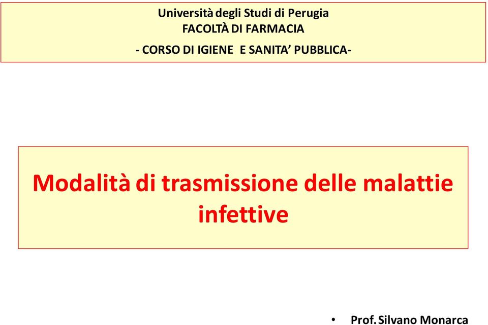 SANITA PUBBLICA- Modalità di