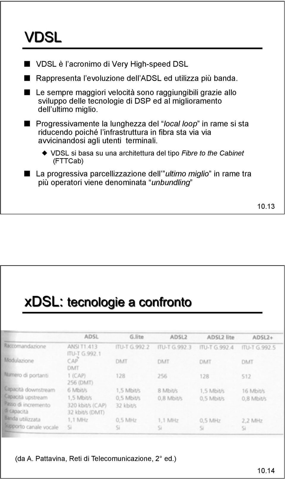 Progressivamente la lunghezza del local loop in rame si sta riducendo poiché l infrastruttura in fibra sta via via avvicinandosi agli utenti terminali.