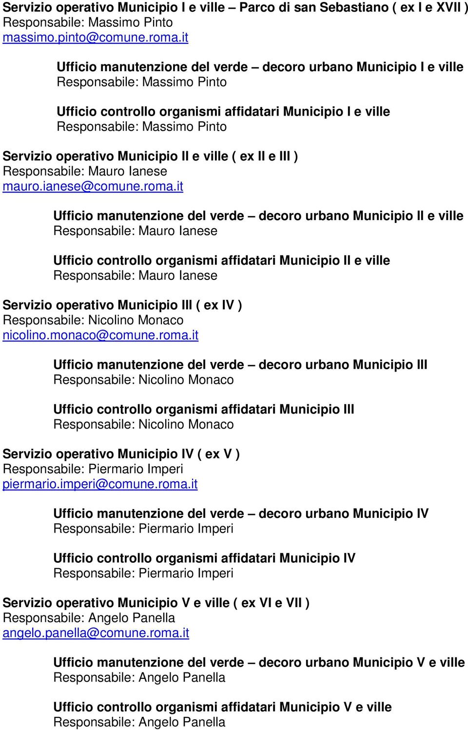 operativo Municipio II e ville ( ex II e III ) Responsabile: Mauro Ianese mauro.ianese@comune.roma.
