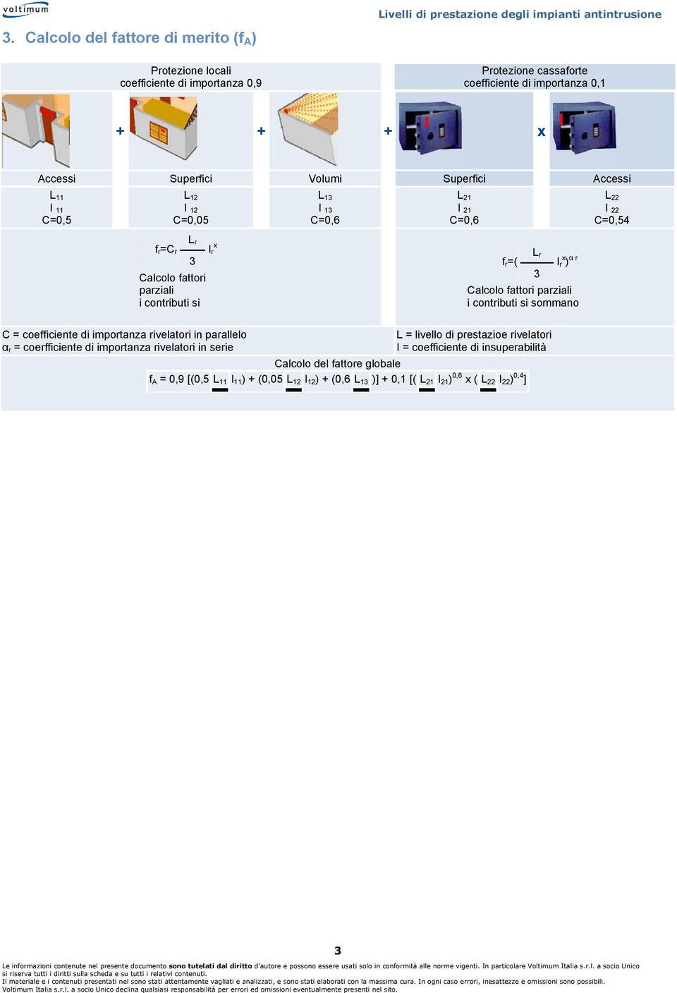 x ) α r i contributi si sommano C = coefficiente di importanza rivelatori in parallelo α r = coerfficiente di importanza rivelatori in serie L = livello di prestazioe