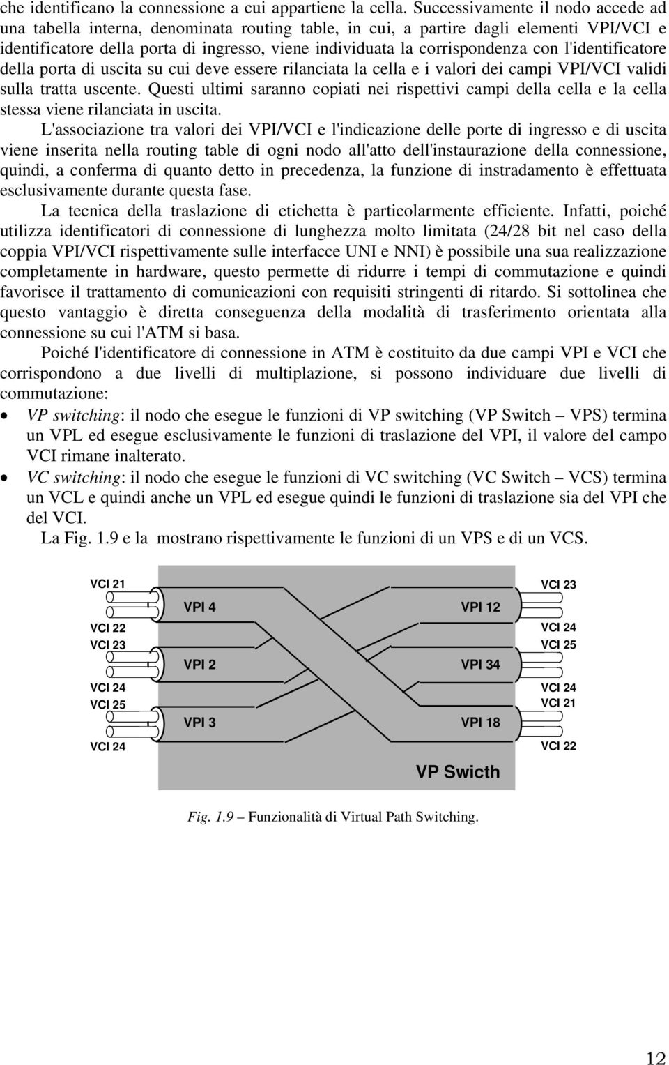 con l'identificatore della porta di uscita su cui deve essere rilanciata la cella e i valori dei campi VPI/VCI validi sulla tratta uscente.