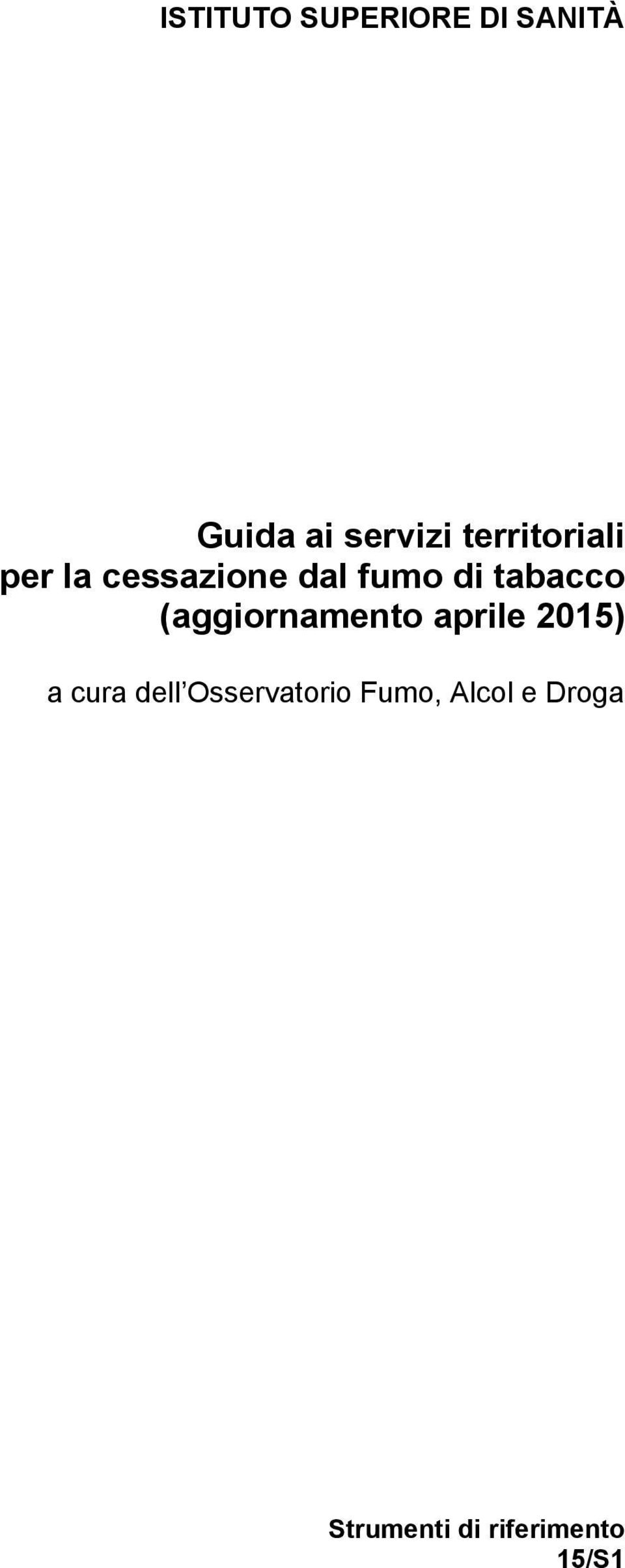 tabacco (aggiornamento aprile 2015) a cura dell