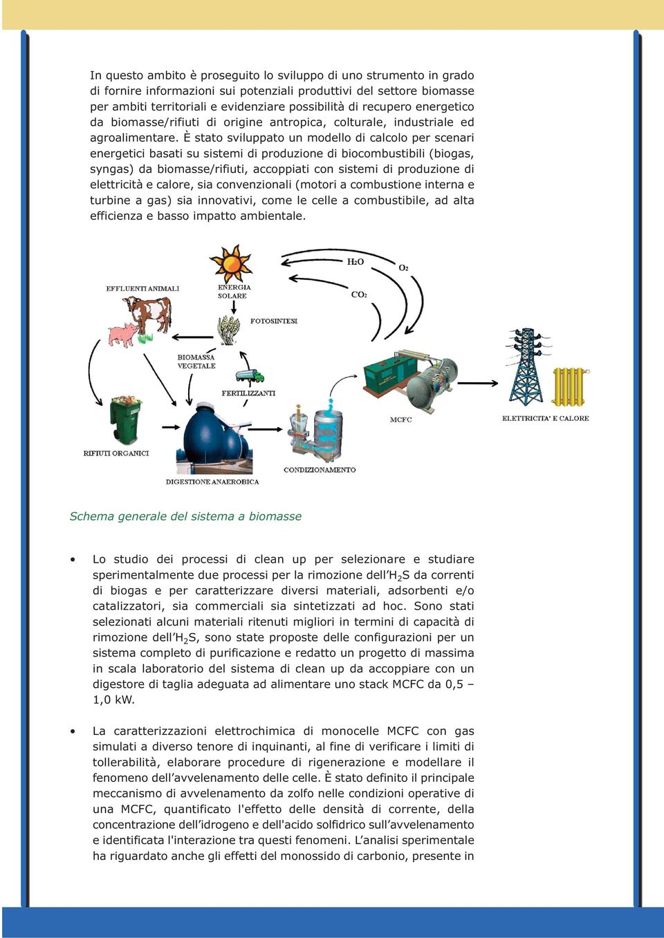 È stato sviluppato un modello di calcolo per scenari energetici basati su sistemi di produzione di biocombustibili (biogas, syngas) da biomasse/rifiuti, accoppiati con sistemi di produzione di