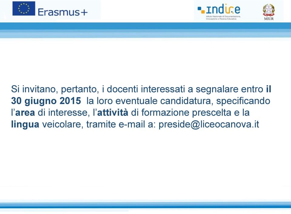 specificando l area di interesse, l attività di formazione