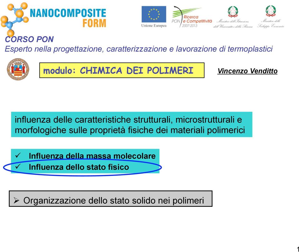 microstrutturali e morfologiche sulle proprietà fisiche dei materiali polimerici Influenza