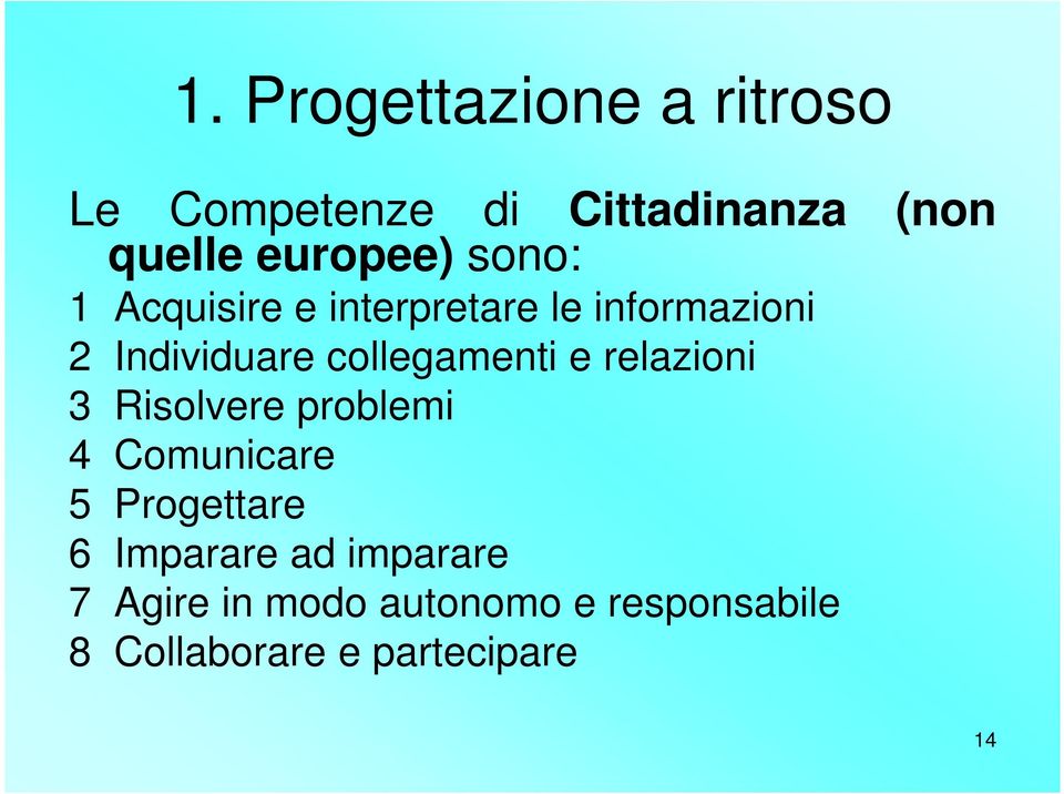 collegamenti e relazioni 3 Risolvere problemi 4 Comunicare 5 Progettare 6