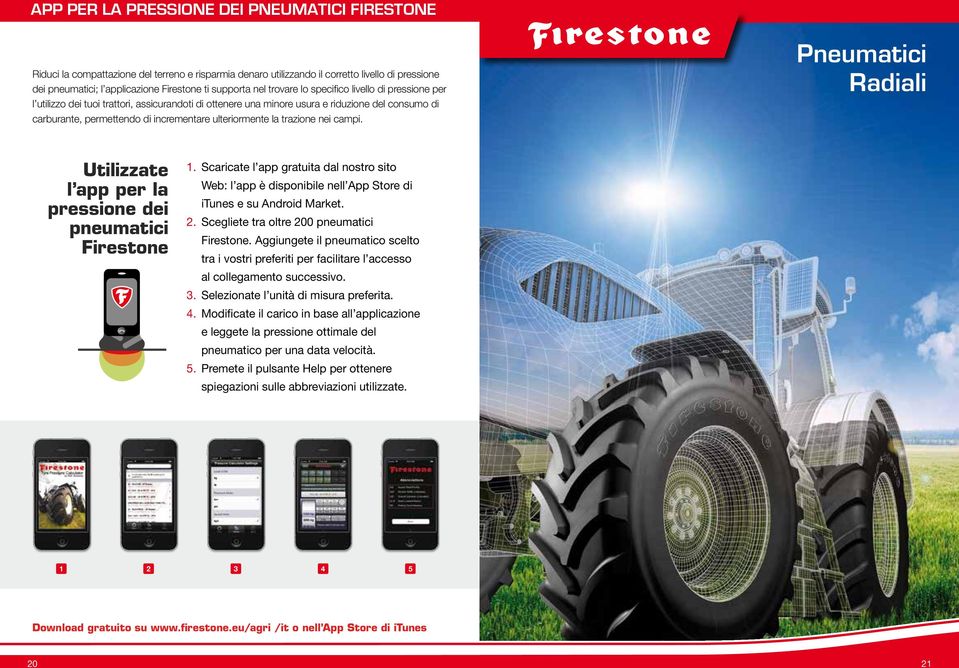 ulteriormente la trazione nei campi. Pneumatici Radiali Utilizzate l app per la pressione dei pneumatici Firestone 1.