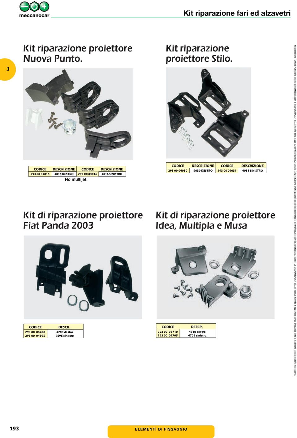 29 00 04700 29 00 04695 4700 destro 4695 sinistro 4016 SINISTRO Fiat Panda 200