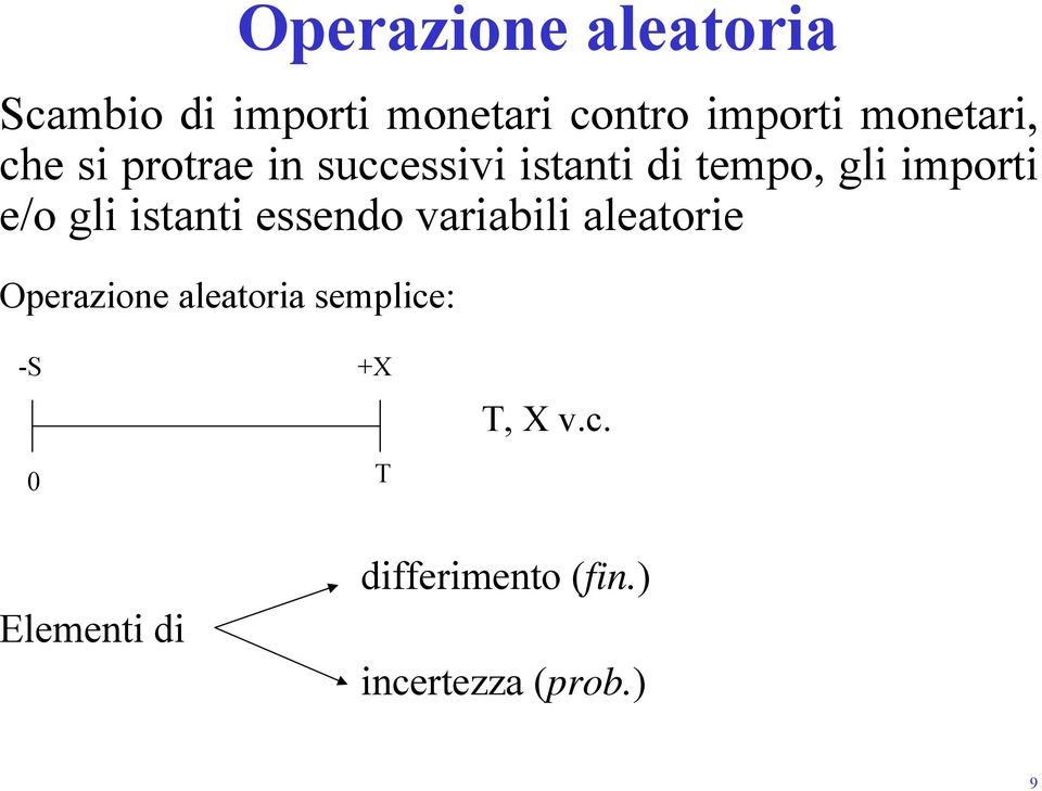 e/o gli istanti essendo variabili aleatorie Operazione aleatoria