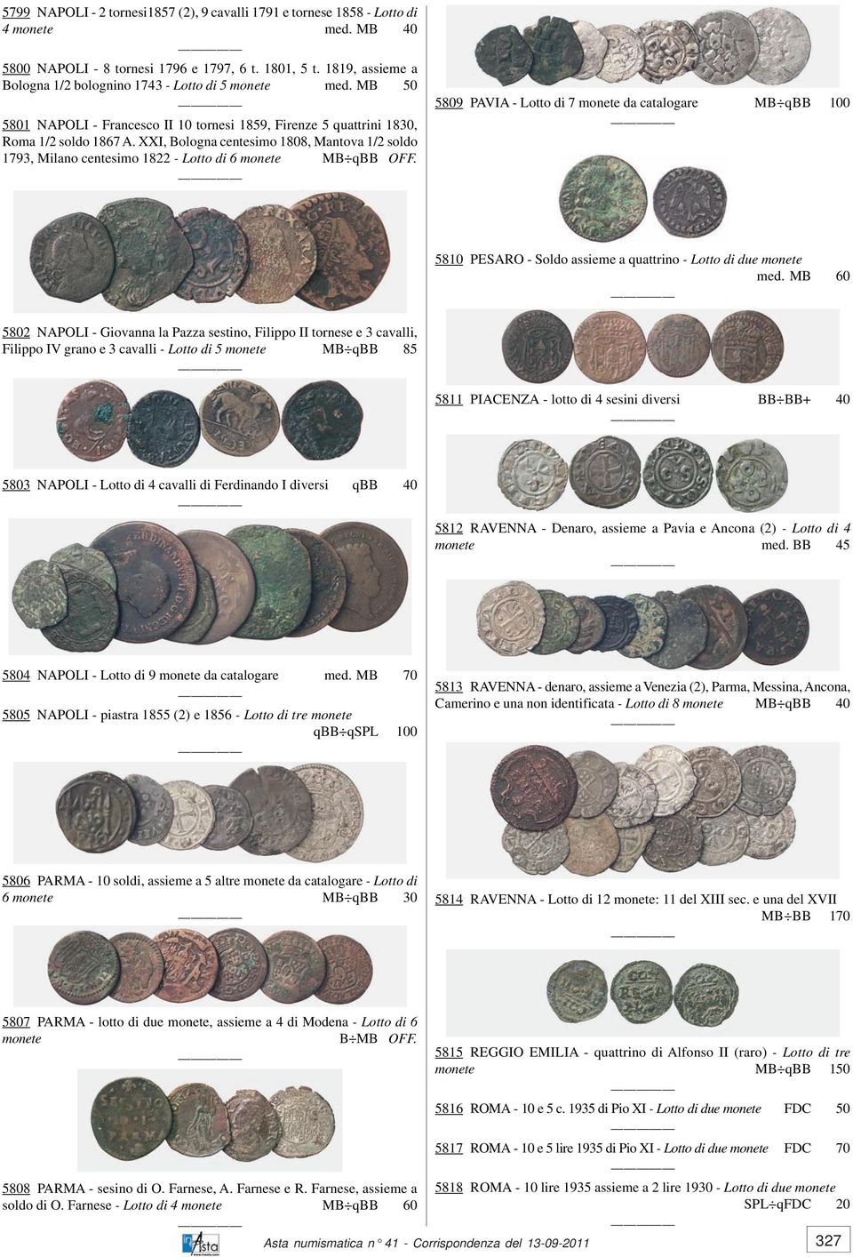 XXI, Bologna centesimo 1808, Mantova 1/2 soldo 1793, Milano centesimo 1822 - Lotto di 6 monete MB qbb OFF.