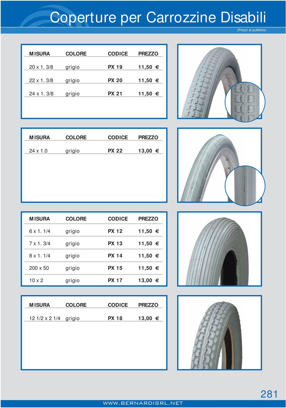 1/4 grigio PX 12 11,50 7 x 1. 3/4 grigio PX 13 11,50 8 x 1.