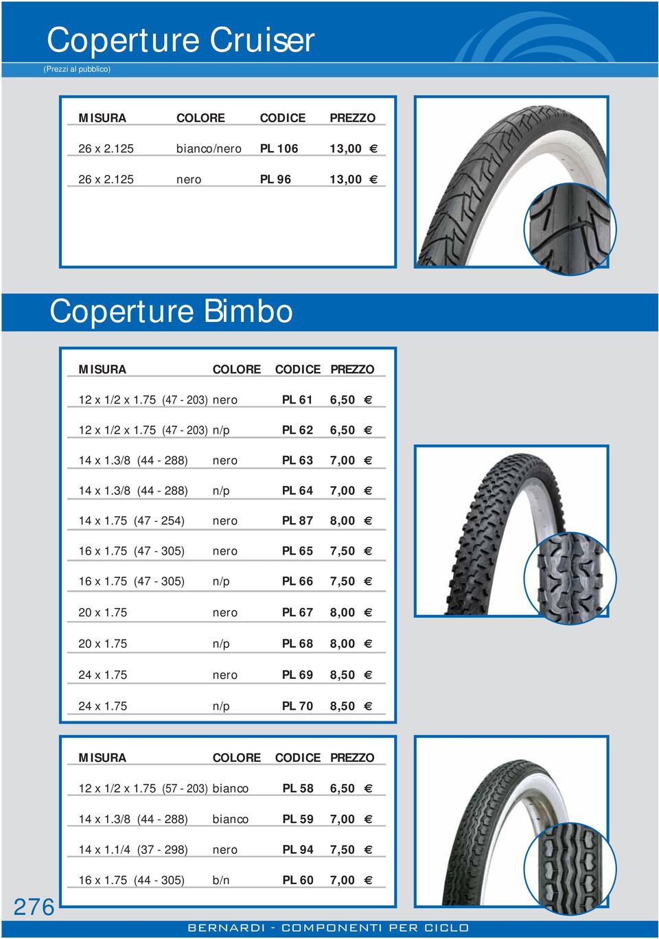 75 (47-305) nero PL 65 7,50 16 x 1.75 (47-305) n/p PL 66 7,50 20 x 1.75 nero PL 67 8,00 20 x 1.75 n/p PL 68 8,00 24 x 1.75 nero PL 69 8,50 24 x 1.