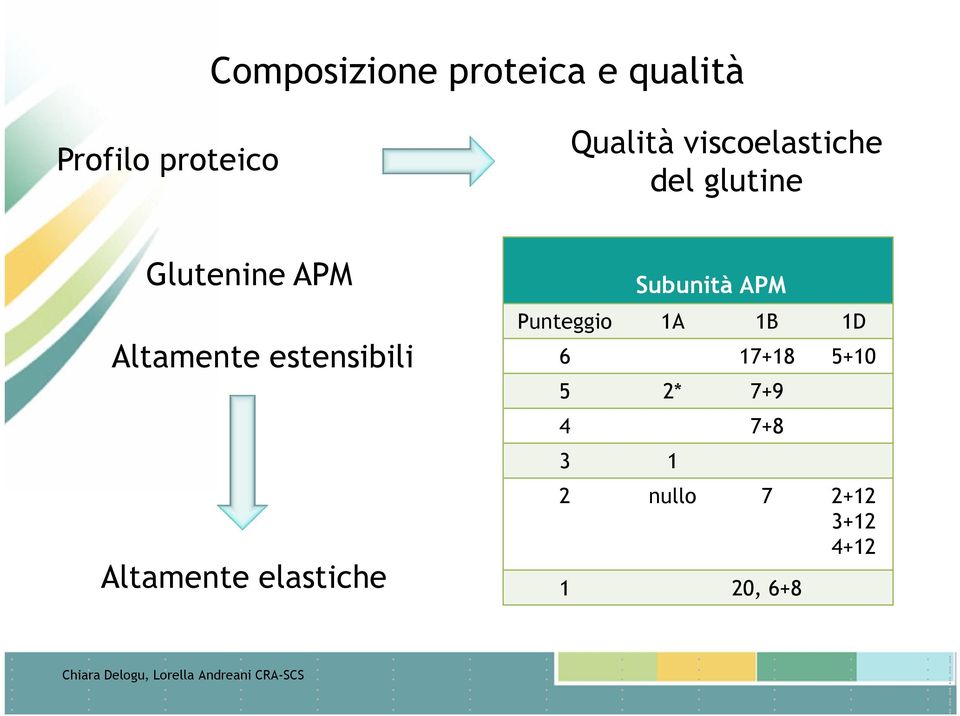 estensibili Altamente elastiche Subunità APM Punteggio 1A