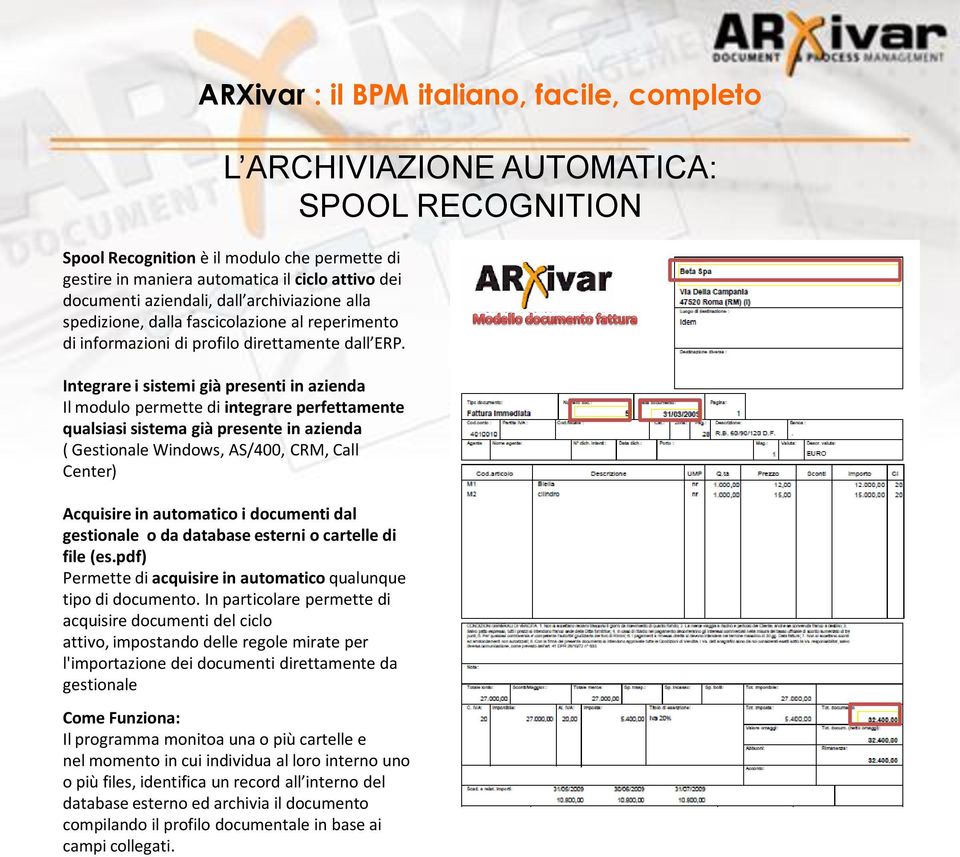 Integrare i sistemi già presenti in azienda Il modulo permette di integrare perfettamente qualsiasi sistema già presente in azienda ( Gestionale Windows, AS/400, CRM, Call Center) Acquisire in