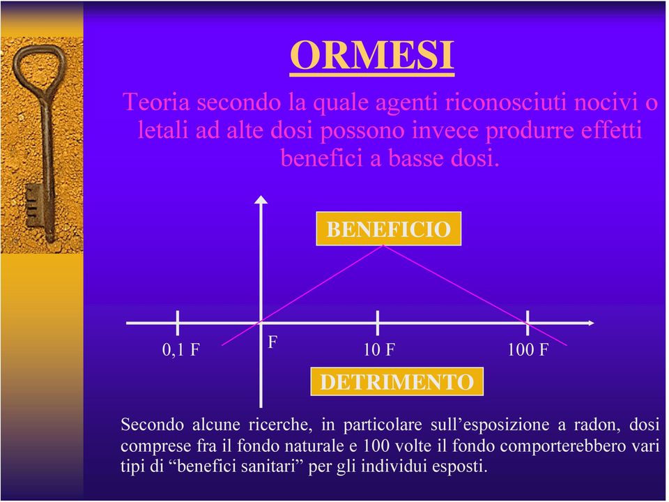 BENEFICIO F 0,1 F 10 F 100 F DETRIMENTO Secondo alcune ricerche, in particolare sull