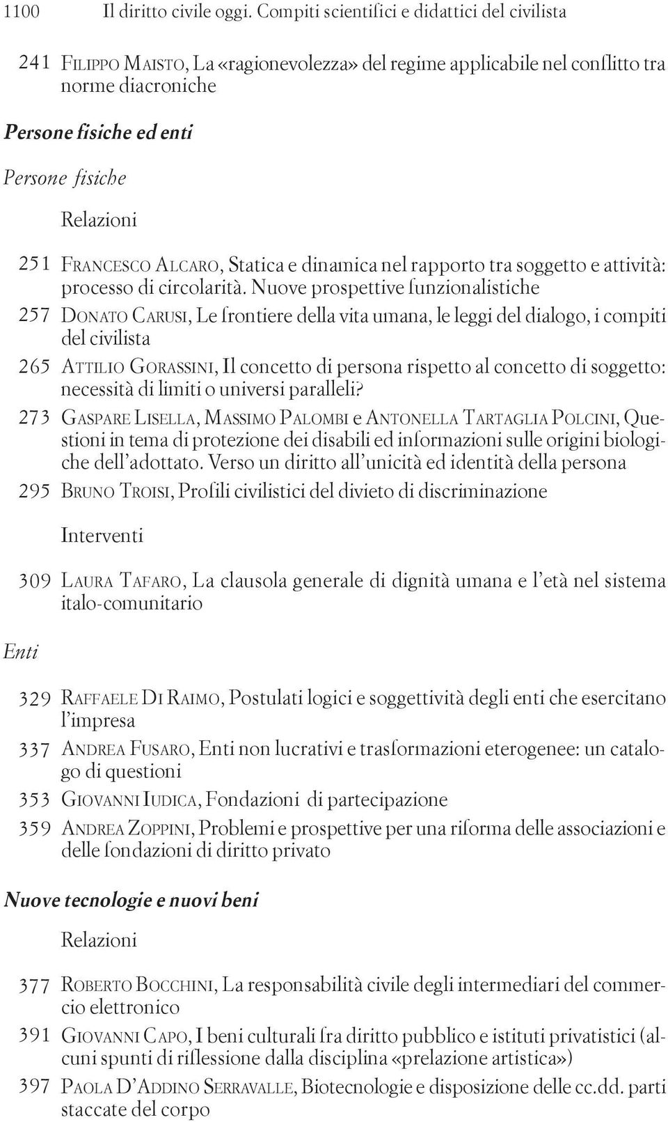 273 295 309 Enti 329 337 353 359 FRANCESCO ALCARO, Statica e dinamica nel rapporto tra soggetto e attività: processo di circolarità.