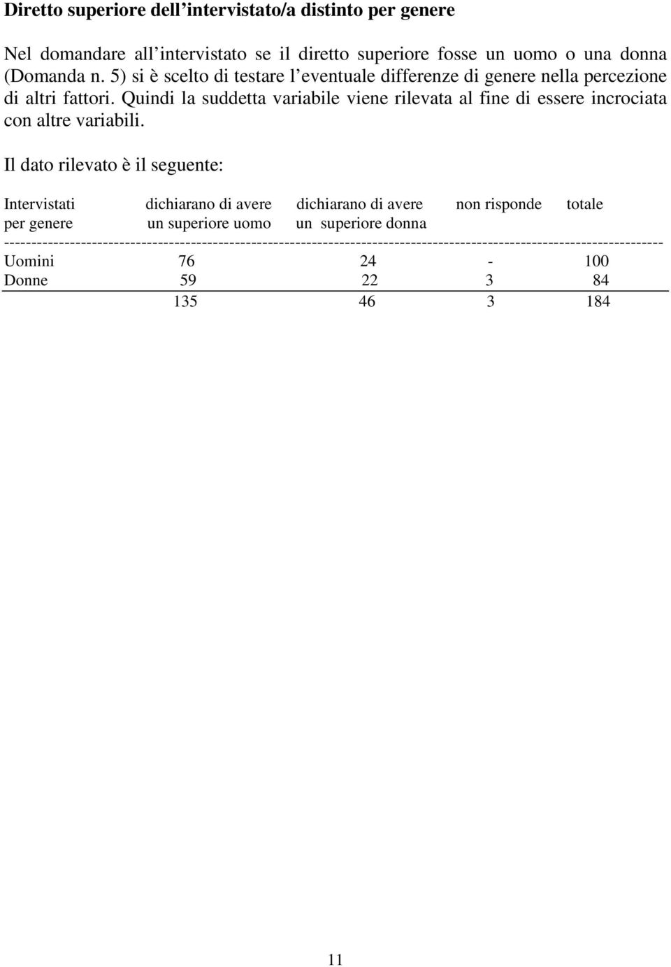 Quindi la suddetta variabile viene rilevata al fine di essere incrociata con altre variabili.