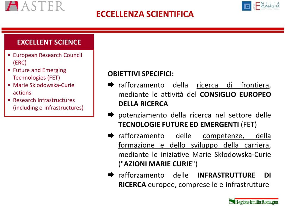 RICERCA potenziamento della ricerca nel settore delle TECNOLOGIE FUTURE ED EMERGENTI(FET) rafforzamento delle competenze, della formazione e dello sviluppo