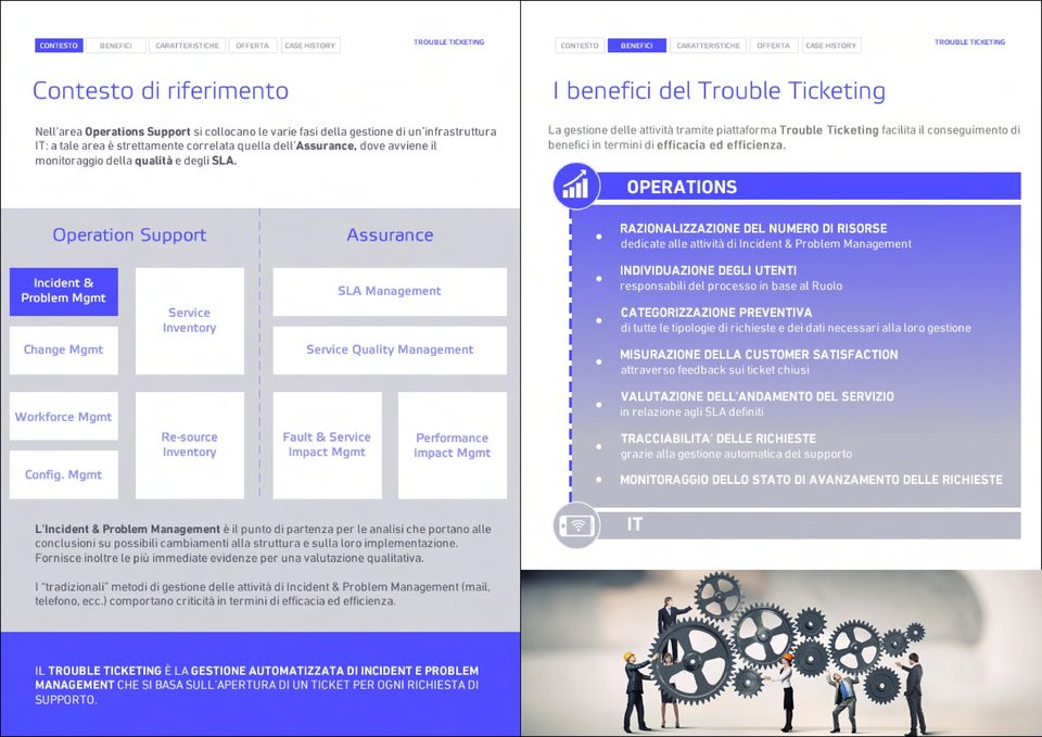 La gestione delle attività tramite piattaforma Trouble Ticketing facilita il conseguimento di benefici in termini di efficacia ed efficienza.