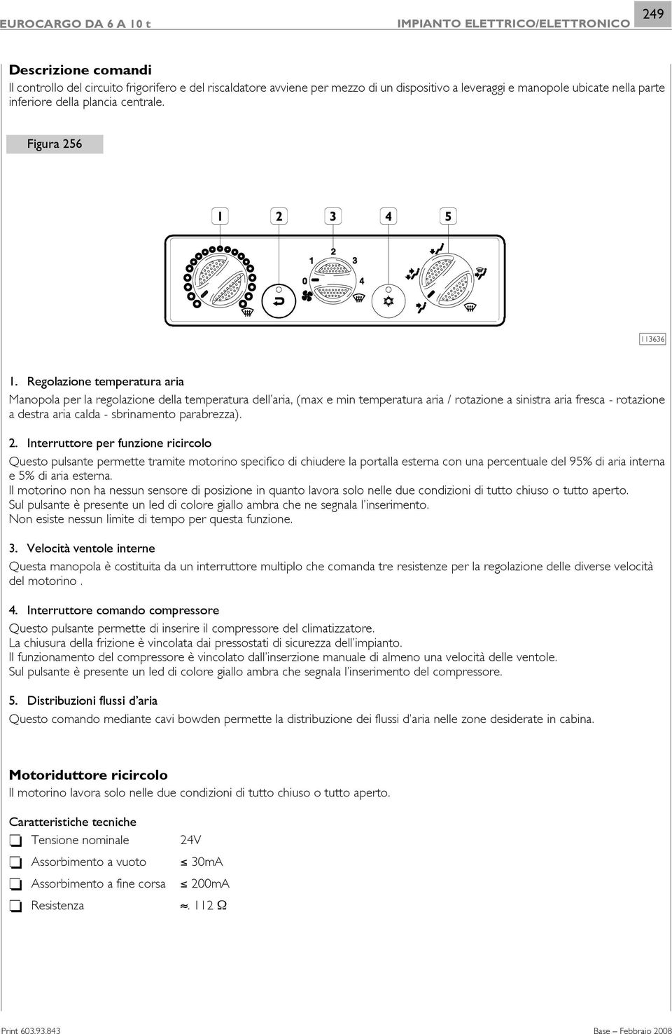 Regolazione temperatura aria Manopola per la regolazione della temperatura dell aria, (max e min temperatura aria / rotazione a sinistra aria fresca - rotazione a destra aria calda - sbrinamento