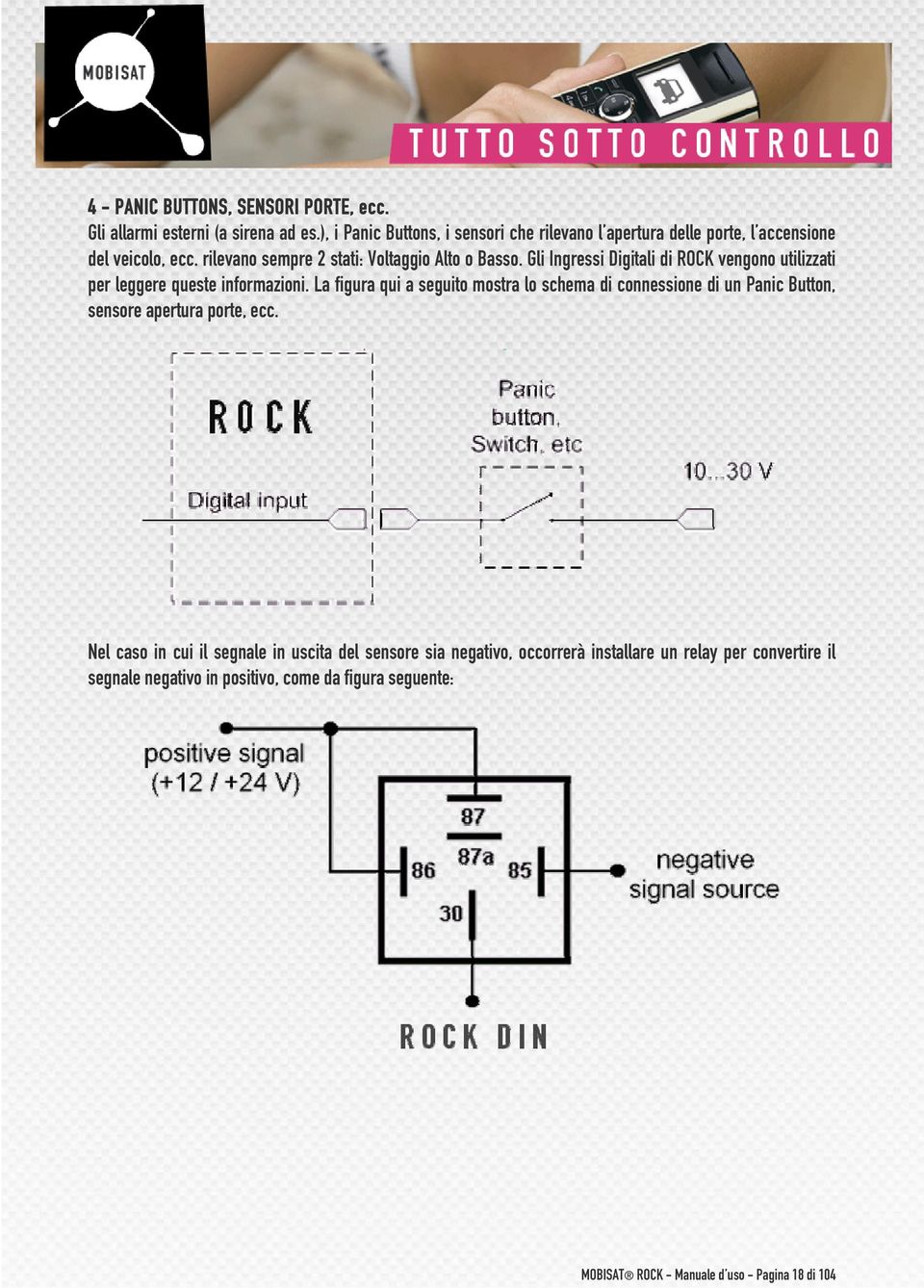Gli Ingressi Digitali di ROCK vengono utilizzati per leggere queste informazioni.