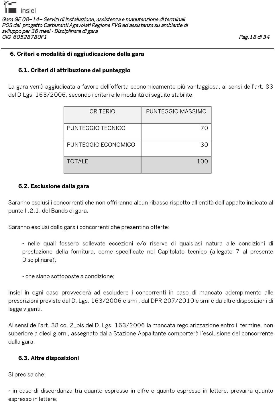 2.1. del Bando di gara.