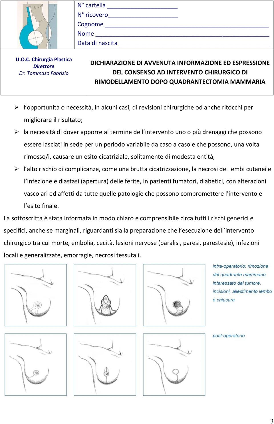 complicanze, come una brutta cicatrizzazione, la necrosi dei lembi cutanei e l infezione e diastasi (apertura) delle ferite, in pazienti fumatori, diabetici, con alterazioni vascolari ed affetti da