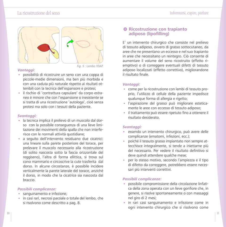 e protesi; il rischio di contrattura capsulare da corpo estraneo è minore che con l espansione o inesistente se si tratta di una ricostruzione autologa, cioè senza protesi ma solo con i tessuti della