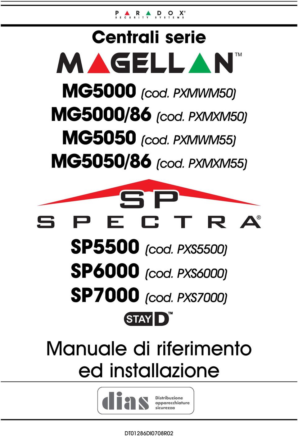 PXS5500) SP6000 (cod. PXS6000) SP7000 (cod.
