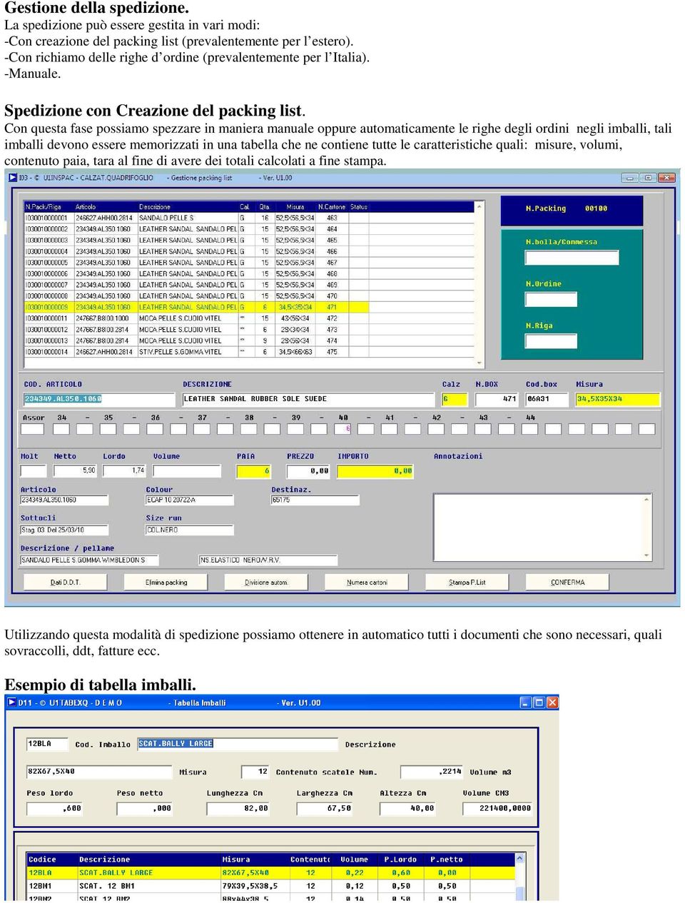 Con questa fase possiamo spezzare in maniera manuale oppure automaticamente le righe degli ordini negli imballi, tali imballi devono essere memorizzati in una tabella che ne contiene