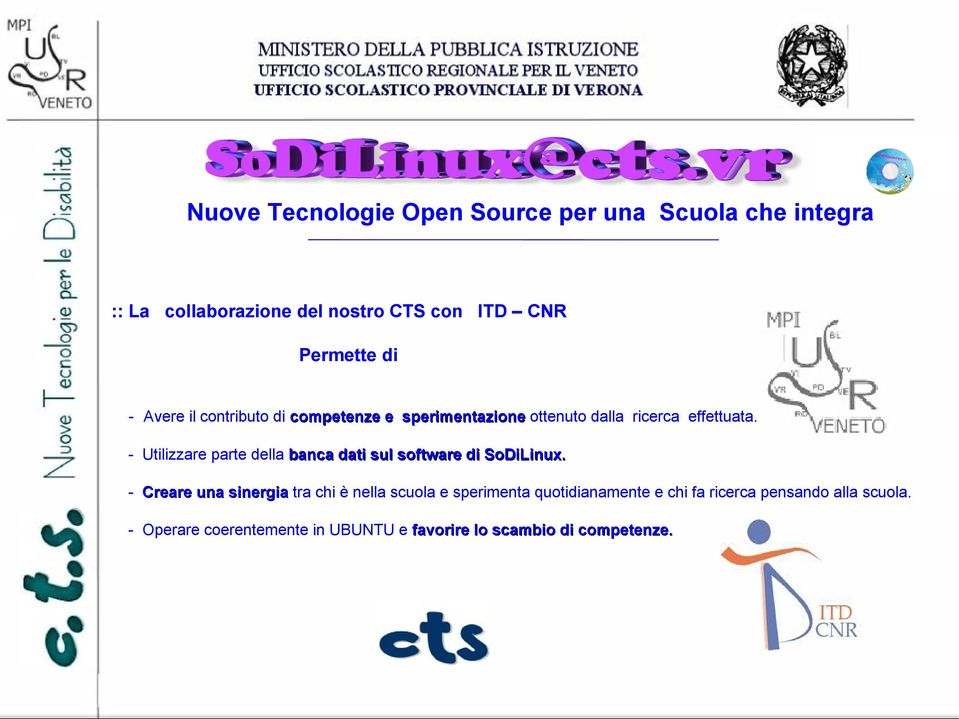 - Utilizzare parte della banca dati sul software di SoDiLinux.