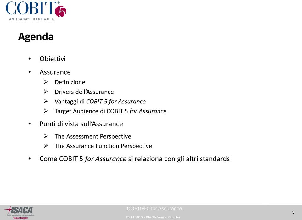 vista sull Assurance The Assessment Perspective The Assurance Function