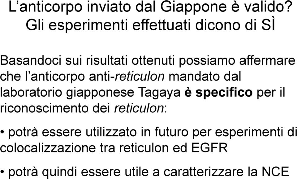 anticorpo anti-reticulon mandato dal laboratorio giapponese Tagaya è specifico per il