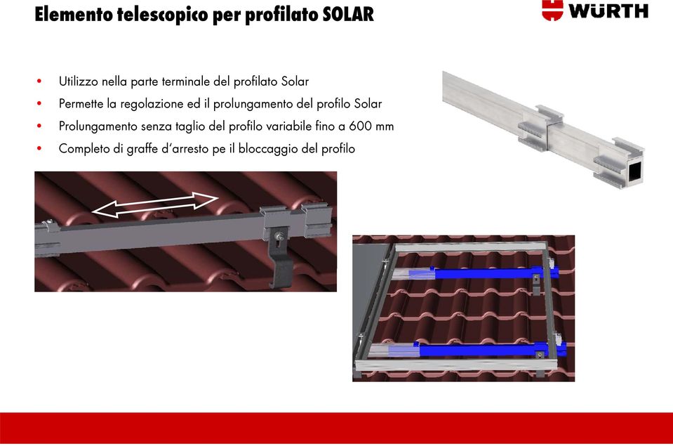 prolungamento del profilo Solar Prolungamento senza taglio del