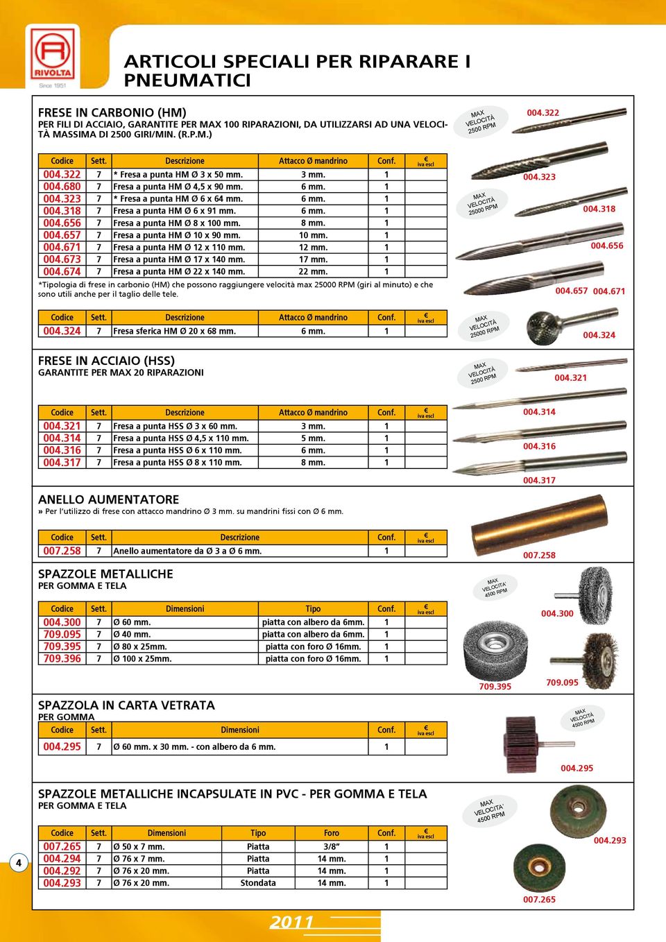 6 mm. 004.656 7 Fresa a punta HM Ø 8 x 00 mm. 8 mm. 004.657 7 Fresa a punta HM Ø 0 x 90 mm. 0 mm. 004.67 7 Fresa a punta HM Ø 2 x 0 mm. 2 mm. 004.673 7 Fresa a punta HM Ø 7 x 40 mm. 7 mm. 004.674 7 Fresa a punta HM Ø 22 x 40 mm.