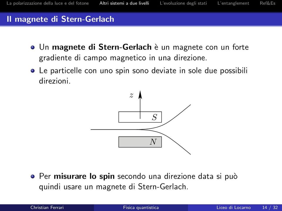 Le particelle con uno spin sono deviate in sole due possibili direzioni.