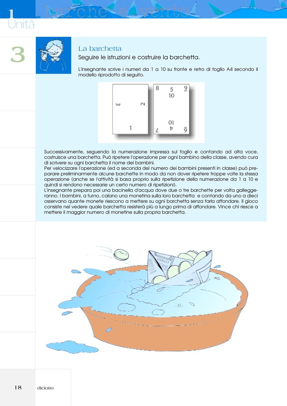 Può ripetere l'operazione per ogni bambino della classe, avendo cura di scrivere su ogni barchetta il nome dei bambini.