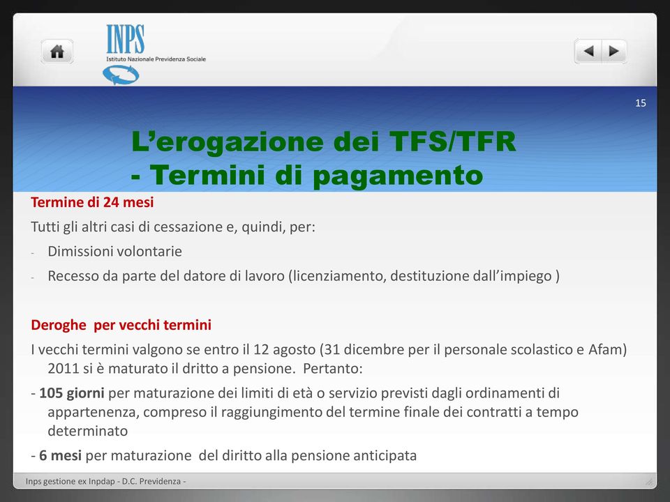 il personale scolastico e Afam) 2011 si è maturato il dritto a pensione.