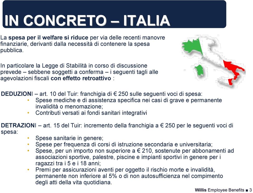 10 del Tuir: franchigia di 250 sulle seguenti voci di spesa: Spese mediche e di assistenza specifica nei casi di grave e permanente invalidità o menomazione; Contributi versati ai fondi sanitari