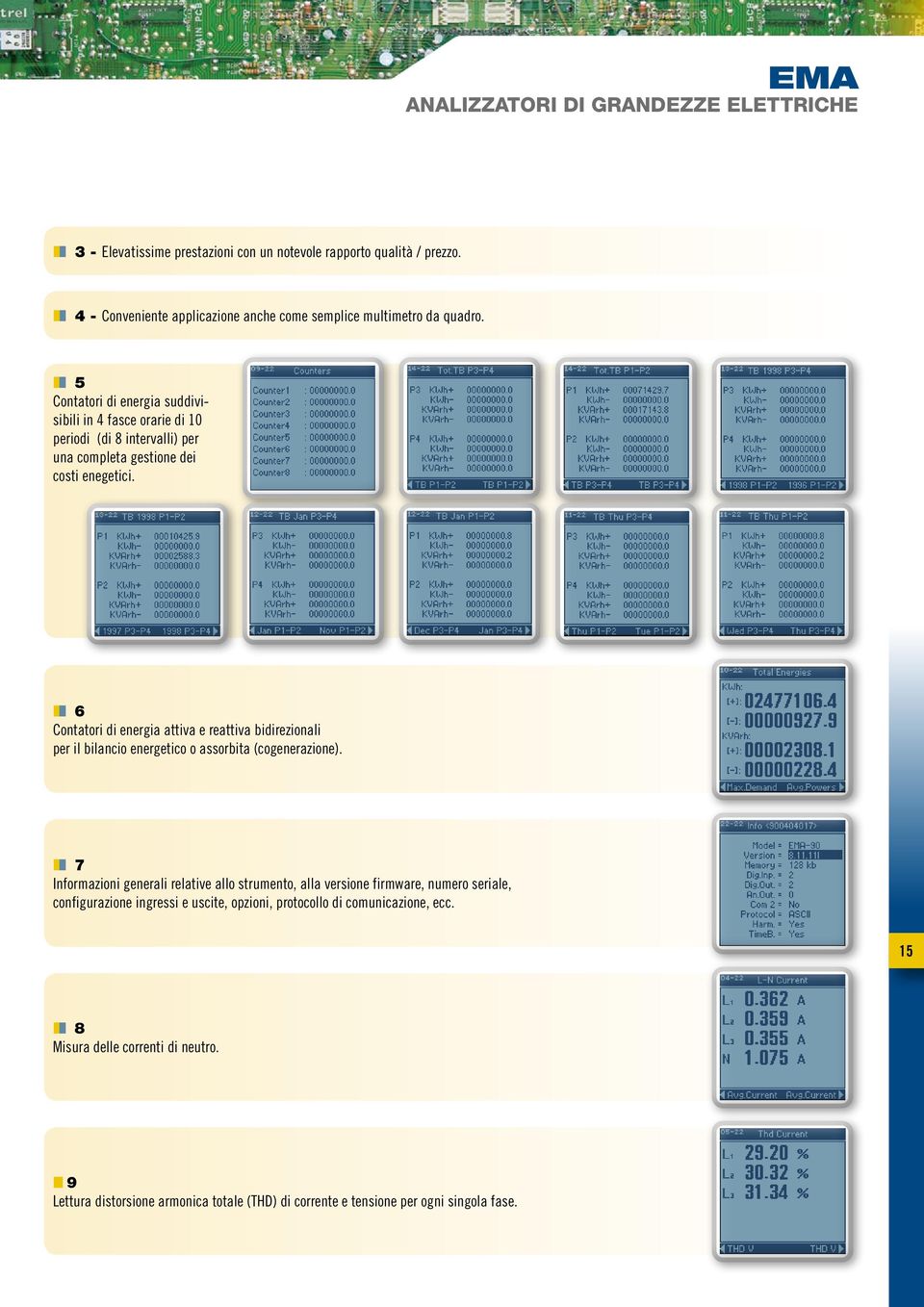 IIII 6 Contatori di energia attiva e reattiva bidirezionali per il bilancio energetico o assorbita (cogenerazione).