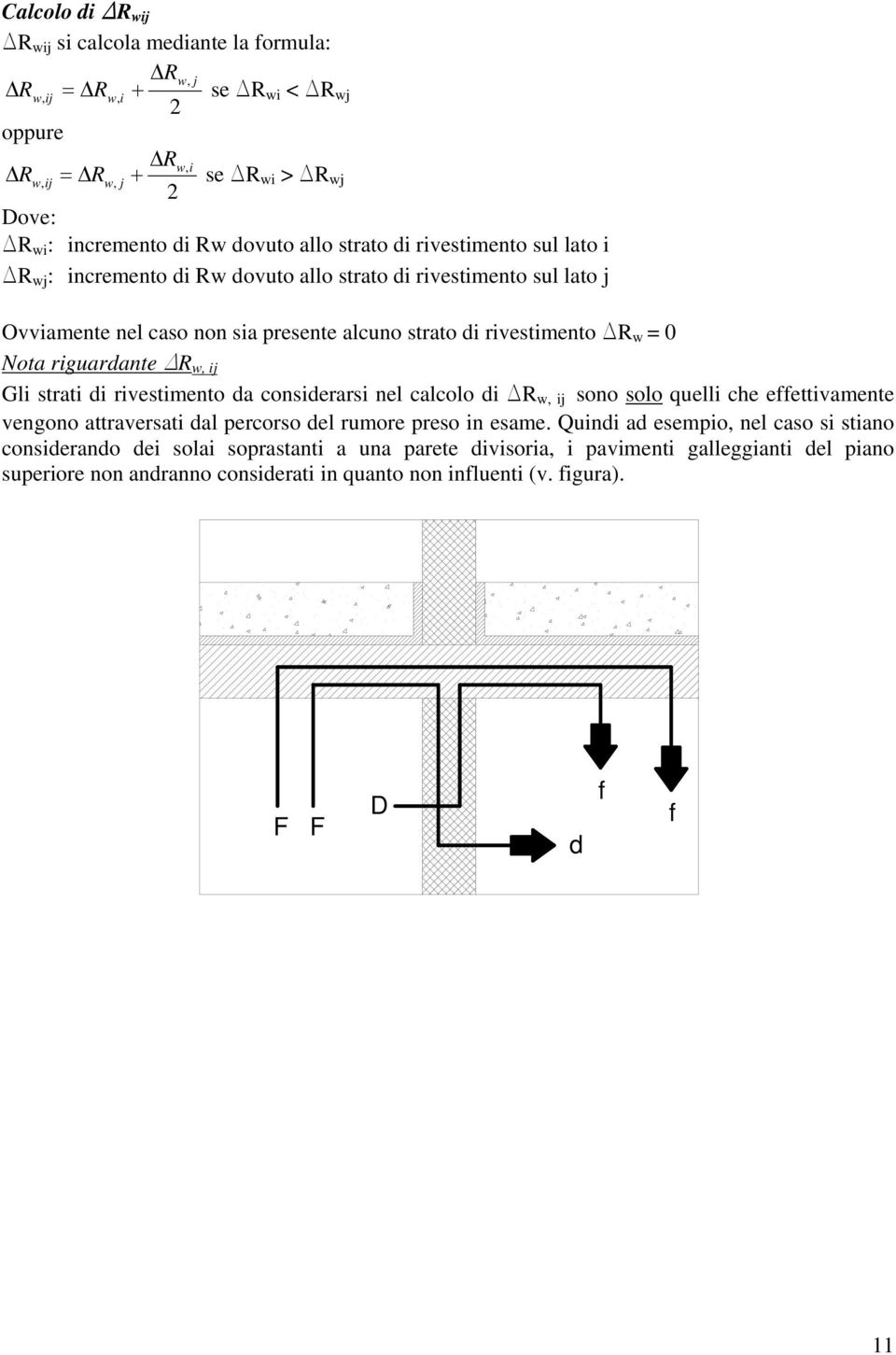 riguardante DR w, ij Gli strati di rivestimento da considerarsi nel calcolo di DR w, ij sono solo quelli che effettivamente vengono attraversati dal percorso del rumore preso in esame.