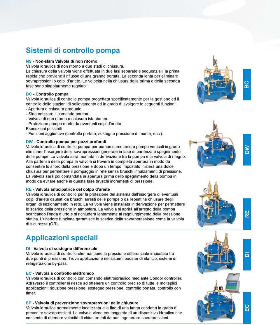 a seconda lenta per eliminare sovrapressioni o colpi d ariete. e velocità nella ciusura della prima e della seconda fase sono singolarmente regolabili.