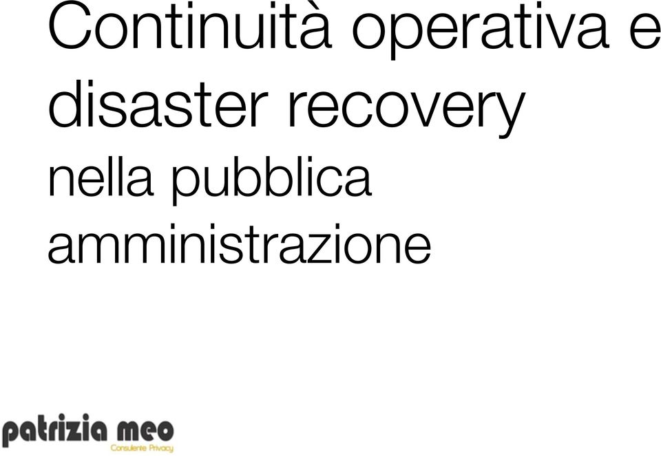 disaster recovery