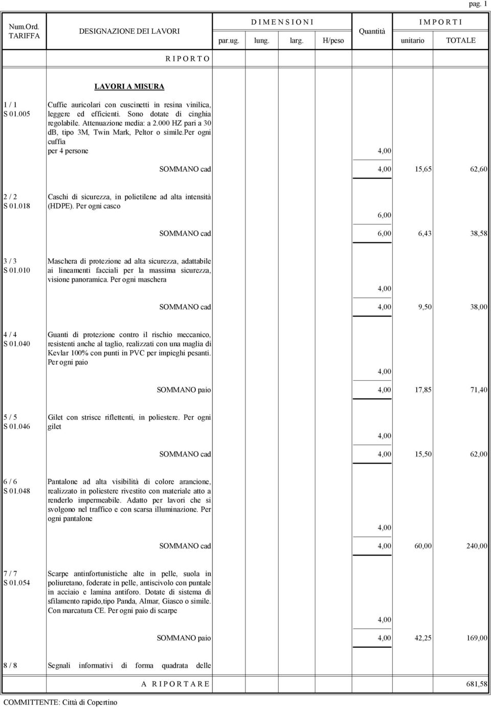 Per ogni casco SOMMANO cad 6,43 38,58 3 / 3 Maschera di protezione ad alta sicurezza, adattabile S 01.010 ai lineamenti facciali per la massima sicurezza, visione panoramica.